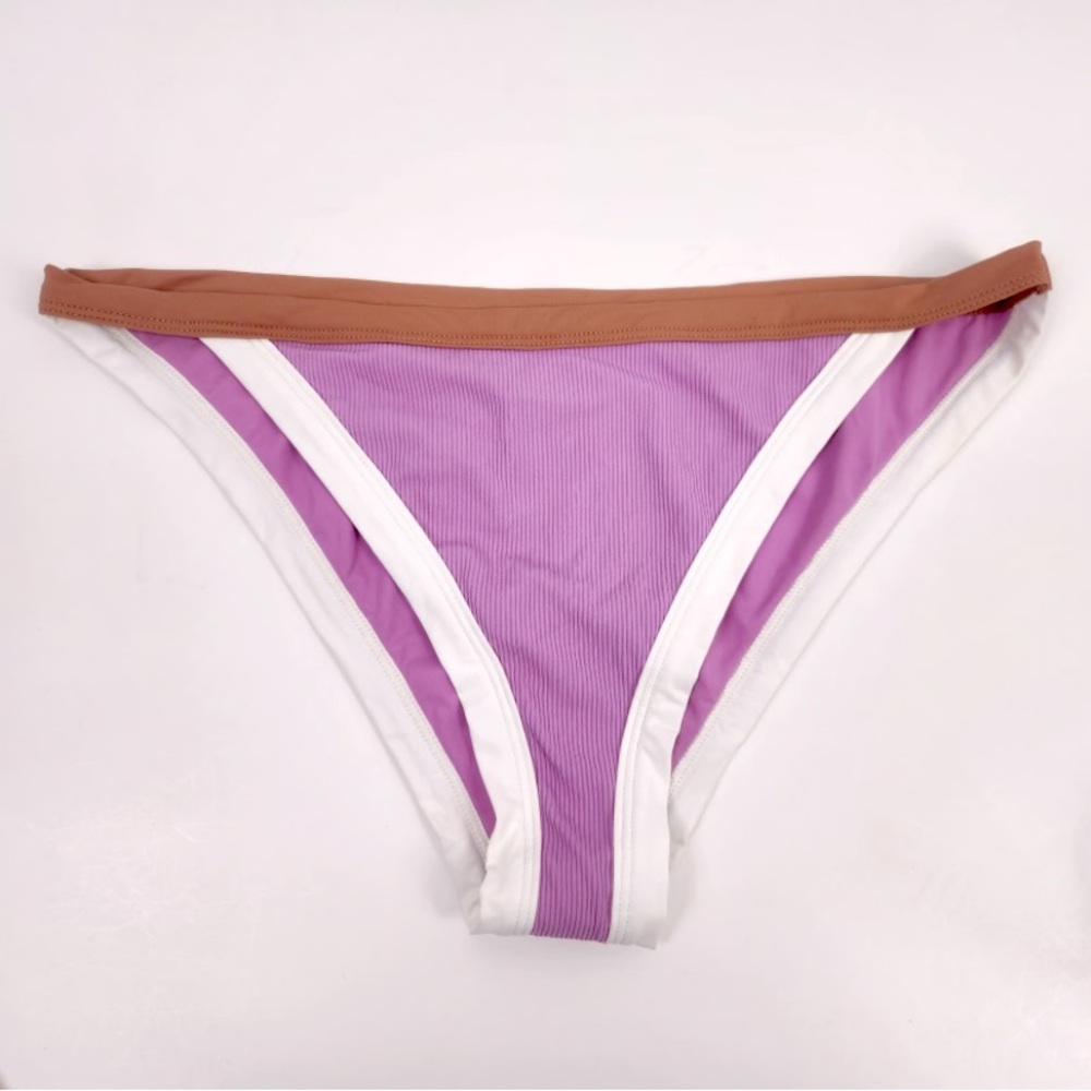 NWT L*Space Swim Bikini Bottoms Lala Vacay Ribbed Swimsuit Colorblock XL $79